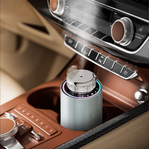 2025 New Metallic Design High-End Gift Set, Type-C Portable Smart Car Air Freshener, Oil-based Fragrance for Hotels and Home Use